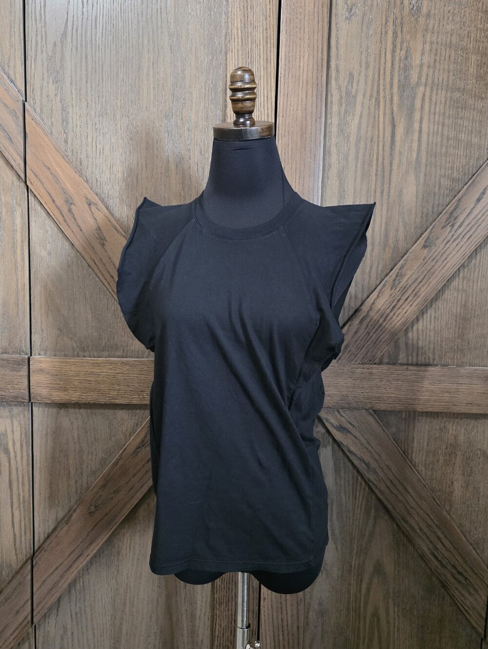Frame Denim Black Ruffle Sleeve Tank